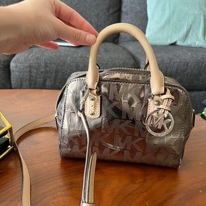 Michael Kors Mk Signature Xs Mirror Metallic Satchel Handbag